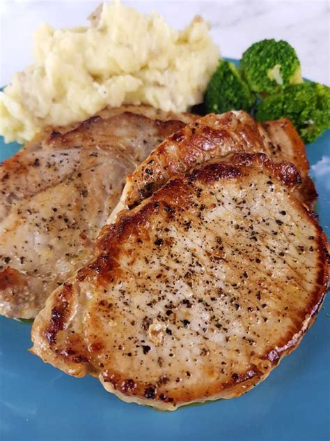 Perfect pan seared pork loin steaks .